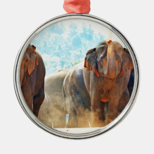 Ornamento De Metal Elefantes Animais Safari Destino Paz Amor