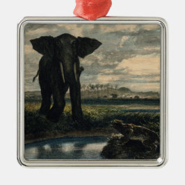 Ornamento De Metal Elefantes e Pantera no Deserto Indiano