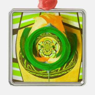 Ornamento De Metal Elegância ouro: Linda Arte Rosa Amarela Africana