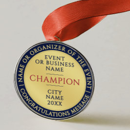 Ornamento De Metal Elegant Blue Gold Champion Medal Business Achieve
