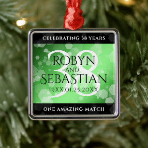 Ornamento De Metal Elegante 38º aniversário do casamento do Emerald