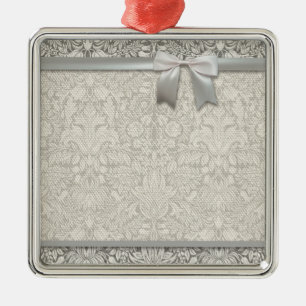 Ornamento De Metal elegante formal brocado de renda damasco branco