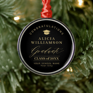 Ornamento De Metal Elegante formatura personalizada dourado preto