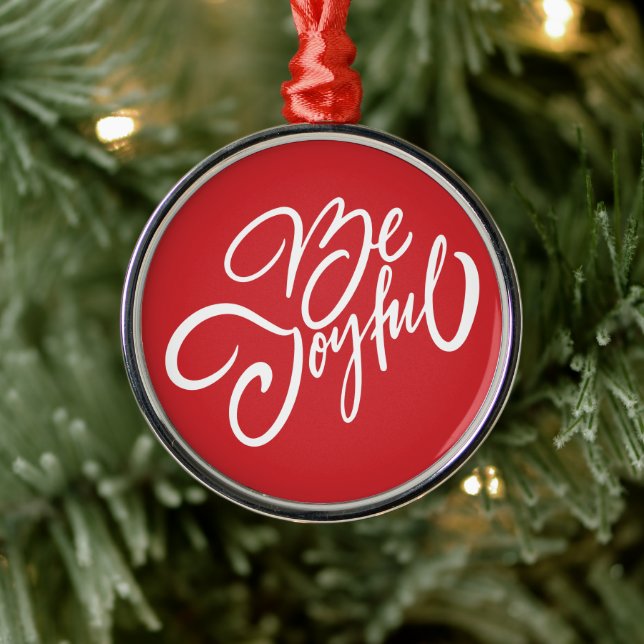Ornamento De Metal Elegante Seja Joyful Holiday Design (Árvore)