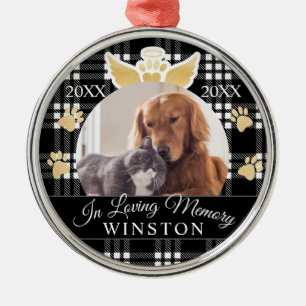 Ornamento De Metal Em foto preta Loving do memorial do animal de