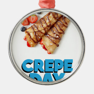 Ornamento De Metal Em segundo fevereiro - dia do Crepe - dia da