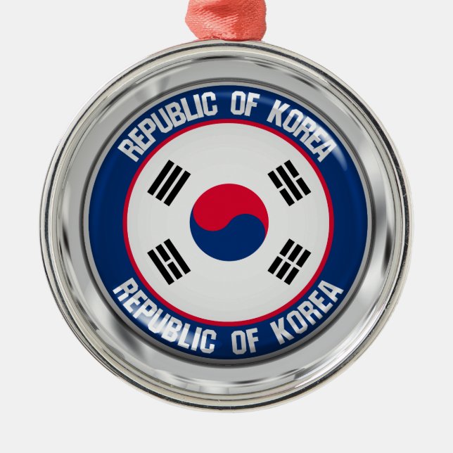 Ornamento De Metal Emblem Redonda Coreia do Sul (Frente)