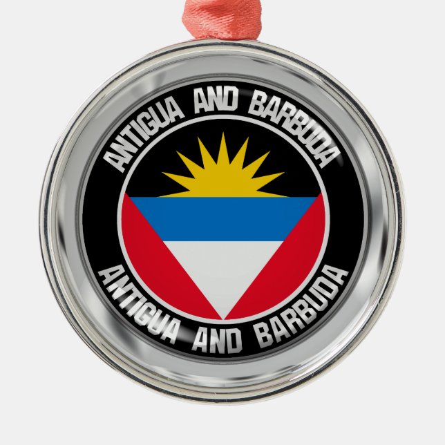 Ornamento De Metal Emblem redonda de Antígua e Barbuda (Frente)