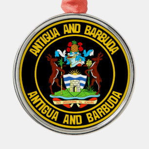 Ornamento De Metal Emblem redonda de Antígua e Barbuda