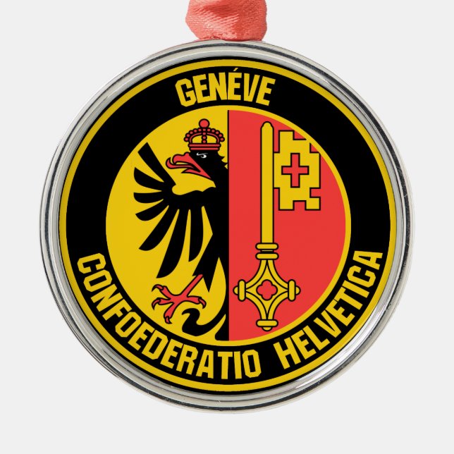 Ornamento De Metal Emblem Redonda de Genebra (Frente)