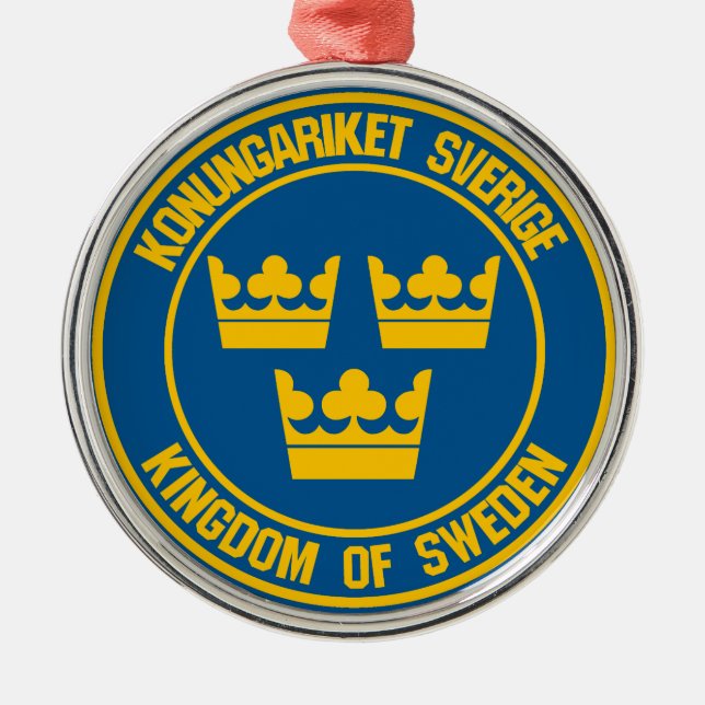 Ornamento De Metal Emblem suecia redonda (Frente)