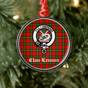 Ornamento De Metal Emblema da Crista e Tartan do Clã Lennox