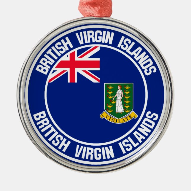 Ornamento De Metal Emblema redondo de British Virgin Islands (Frente)