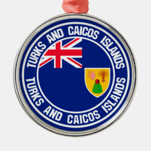 Ornamento De Metal Emblema redondo de Turks and Caicos Islands