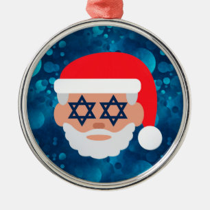 Ornamento De Metal emoji do papai noel do christmukkah