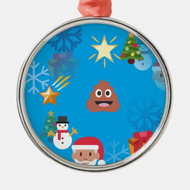 Ornamento De Metal emoji poop christmas (Frente)
