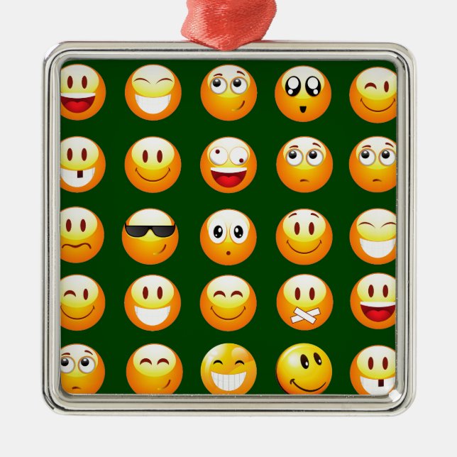 Ornamento De Metal emoji verde-escuro (Frente)