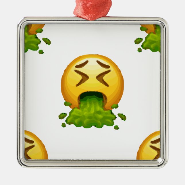 Ornamento De Metal emoji vomitando (Frente)