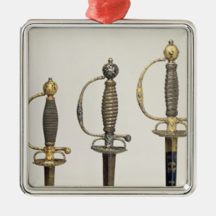 Ornamento De Metal Empunhaduras de três espadas francesas: um do aç