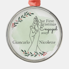 Ornamento De Metal Encaixando Mãos Primeiro Natal Envolvido