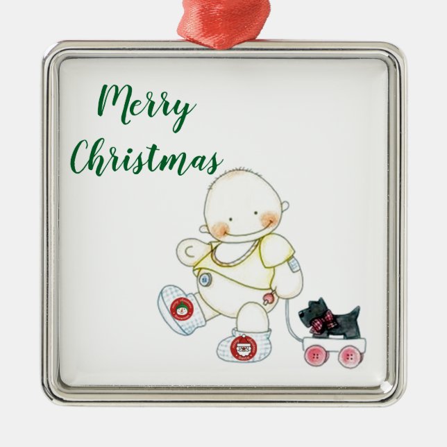 ORNAMENTO DE METAL ***ENFEITES DE NATAL BABY PULLS WAGON*** (Frente)