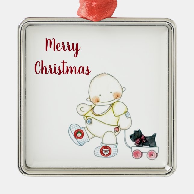 ORNAMENTO DE METAL ***ENFEITES DE NATAL BABY PULLS WAGON*** (Frente)