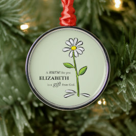 Ornamento De Metal Enfermeira Nascimento Religiosa Margarida Verde Pe