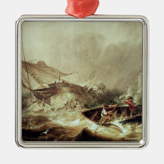 Ornamento De Metal Enfileiramento a salvar shipwrecked (Frente)