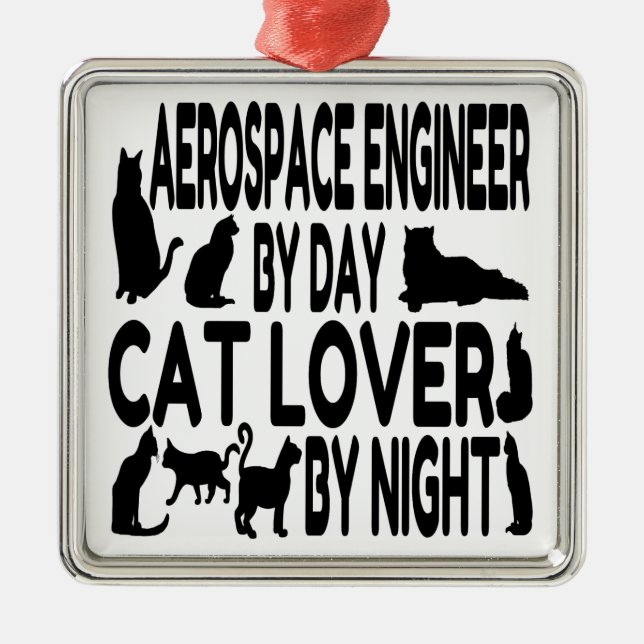 Ornamento De Metal Engenheiro Aerospace Cat Lover (Frente)