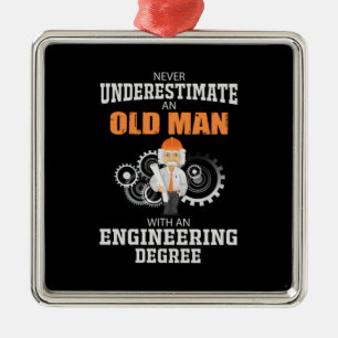 Ornamento De Metal Engenheiro Velho Com Diploma De Engenharia