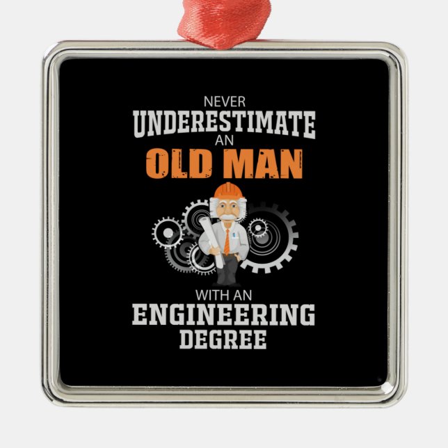 Ornamento De Metal Engenheiro Velho Com Diploma De Engenharia (Frente)