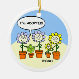 Ornamento De Metal Engraçado Adotado Cartoon da Ornação da Árvore de 