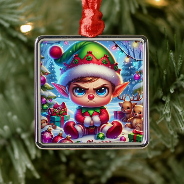 Ornamento De Metal Engraçado Grumpy Elf Natal (Árvore)