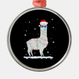 Ornamento De Metal Engraçado Natal Llama Mask 2020 Família Pajama