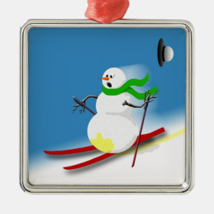 Ornamento De Metal Engraçado Snowman Ski Piada Natal Decência de Na