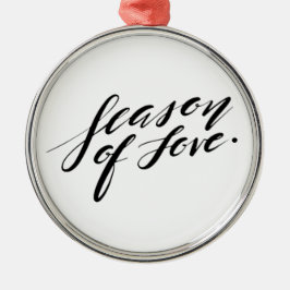 Ornamento De Metal época de amor com script manual