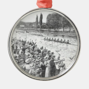Ornamento De Metal Equipe de Remo Vintage Corre Com Muitos Espectador