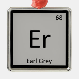 Ornamento De Metal Er - Química do Chá Earl Grey Símbolo da Tabela Pe