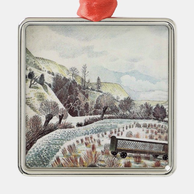 Ornamento De Metal Eric Ravilious - Neve de Ano Novo, (Frente)