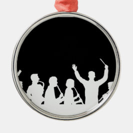 Ornamento De Metal Esboço do branco do maestro e da banda no preto