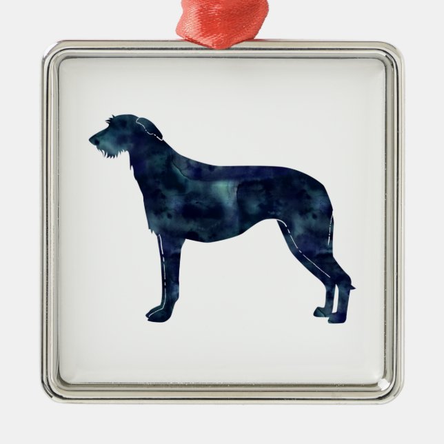 Ornamento De Metal Escocesa de Deerhound Black Watercolor (Frente)