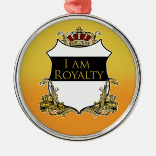 Ornamento De Metal Escudo de Coroa Real Gradiente Amarelo Laranja Lux