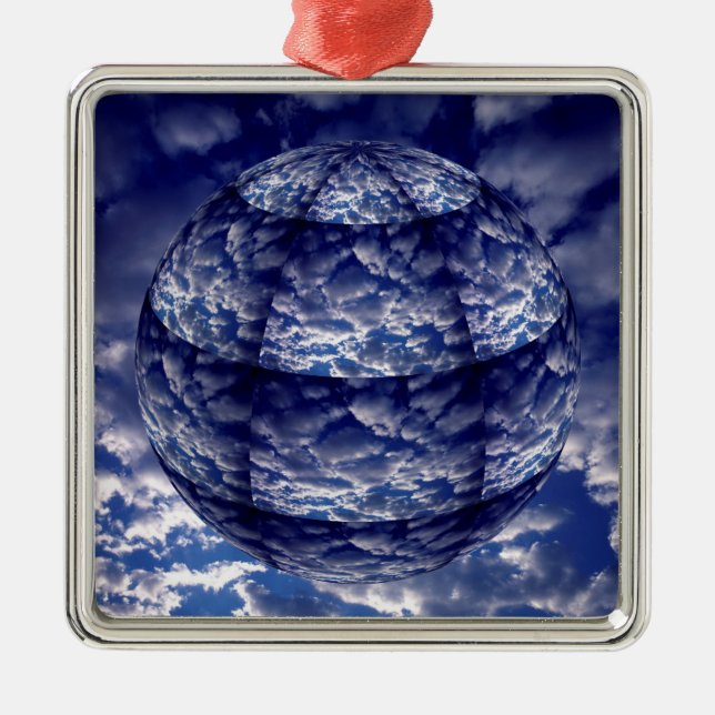 Ornamento De Metal Esfera 3D de nuvem abstrata (Frente)