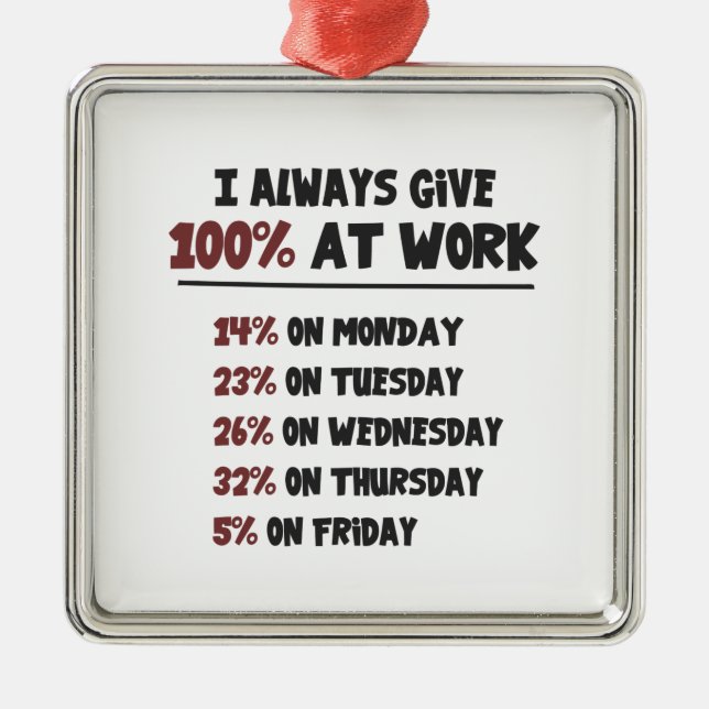 Ornamento De Metal Esforço 100% no trabalho (Frente)