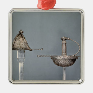 Ornamento De Metal Espadas: rapier do copo-hilted do aço cinzelado