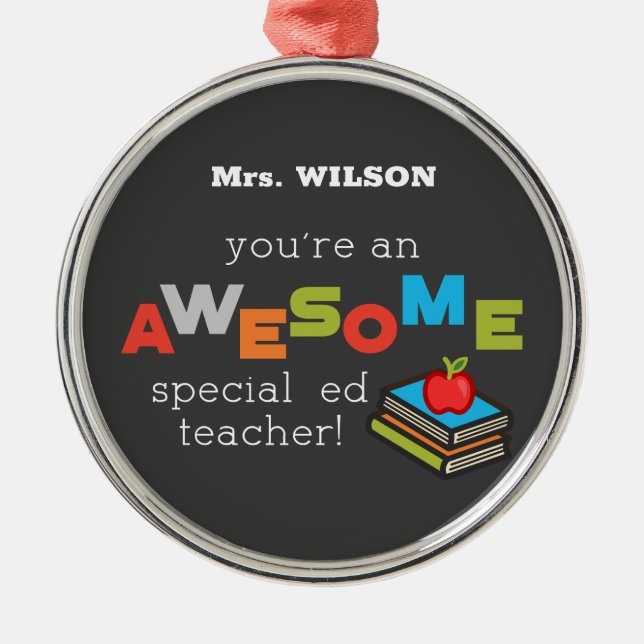 Ornamento De Metal Espetacular Dia de Apreciação do Professor de Educ (Frente)