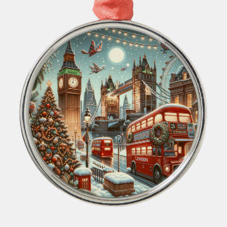 Ornamento De Metal Esplendor Festivo de Londres - Cartão de Natal Vib
