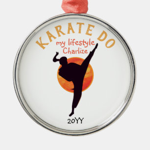 Ornamento De Metal Esporte Black Silhouette Martial Arts Japão Karate