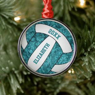 Ornamento De Metal esportivo de vôlei branco-teal