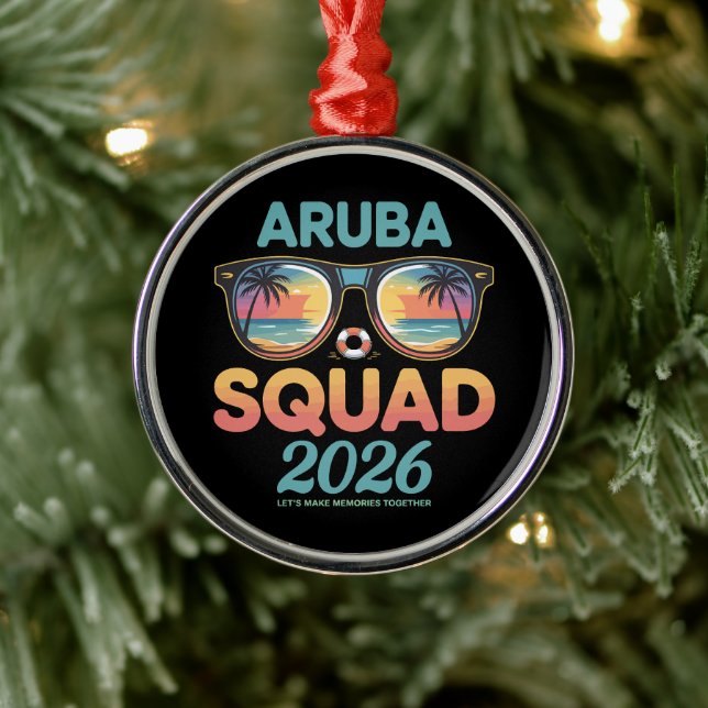 Ornamento De Metal Esquadra de Aruba 2026 Retro (Árvore)